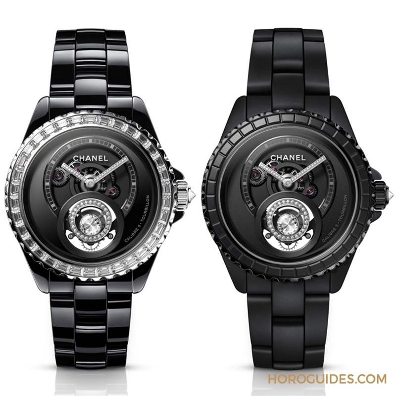 因為香奈兒CHANEL第五枚自制機芯Caliber 5，陀飛輪的運行開始發光｜J12鉆石陀飛輪腕表-復刻表