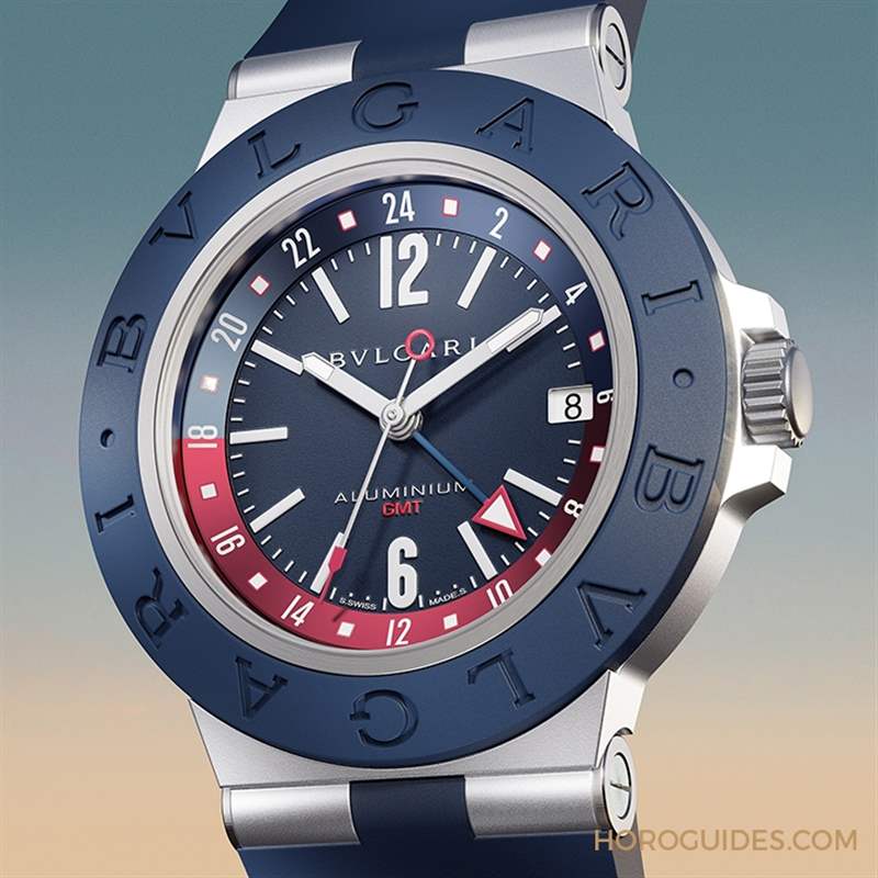 藍(lán)紅配色！自由穿梭24時區(qū)的帥氣｜BVLGARI Aluminium GMT腕表-復(fù)刻表