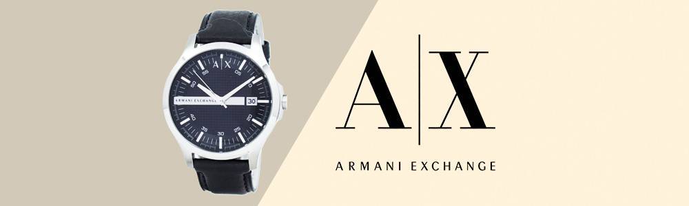 Armani Exchange 黑色表盤皮革表帶 AX2101 男士手表-復刻表
