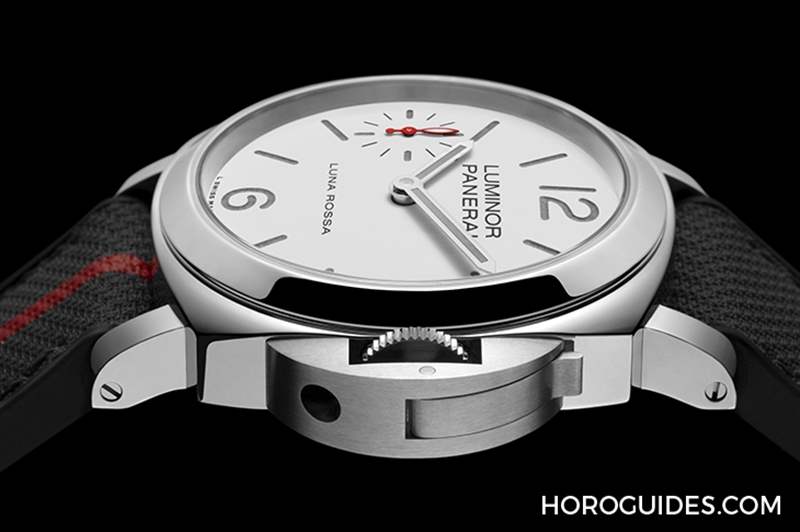 消光白表盤、紅色小秒針，純凈又搶眼｜Panerai Luminor Luna Rossa腕表PAM01342-復刻表