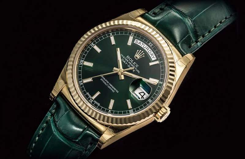 已經停產的勞力士Day-Date 118138近期行情不降反升，可能和手表面盤顏色趕上近年這波綠色熱潮有關。 （Rolex官網）