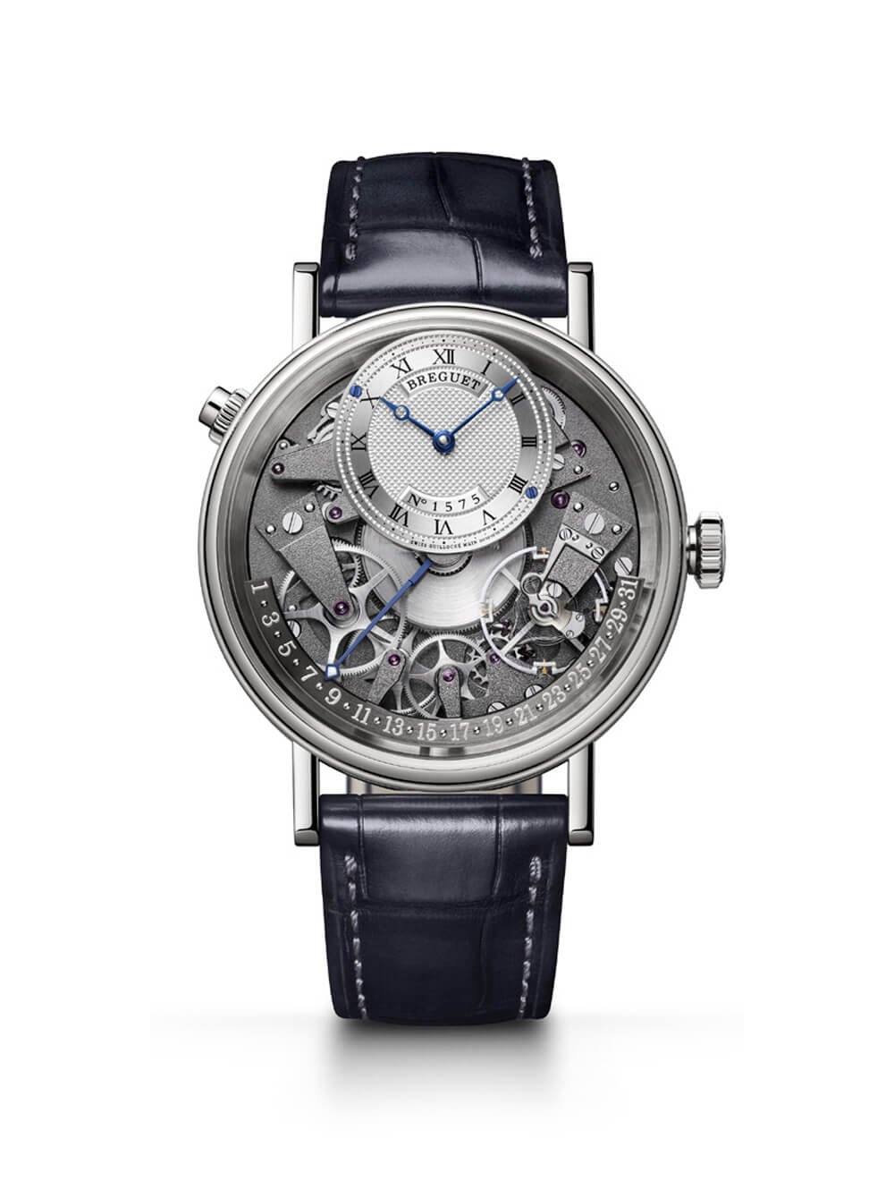 寶璣傳統系列7597鏤空逆跳功能機械手表-復刻表