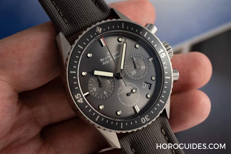 BLANCPAIN - 18K紅金藍面、23級鈦灰面，Blancpain五十噚深潛器飛返計時碼表兩款延伸新作