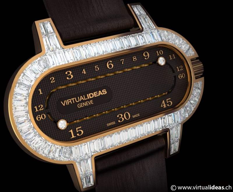 Virtual Ideas的粉紅豹Pink Panther鑲鉆概念手表-復刻表