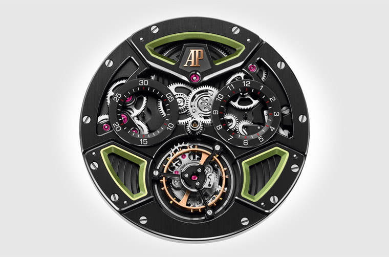 AP皇家橡樹離岸型陀飛輪計(jì)時碼表改黑陶瓷殼搭綠色新裝上陣-復(fù)刻表
