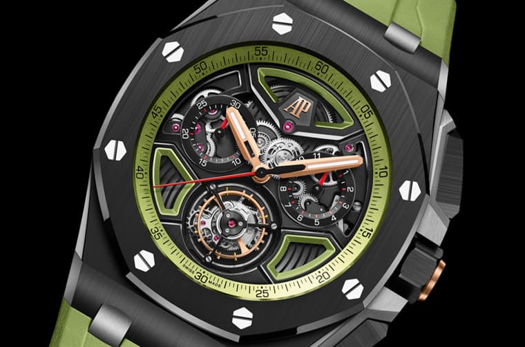 AP皇家橡樹離岸型陀飛輪計(jì)時碼表改黑陶瓷殼搭綠色新裝上陣-復(fù)刻表
