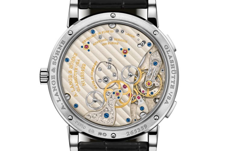 朗格Lange 1 Time Zone兩地時間手表新增專賣店限定鉑金銀灰面-復(fù)刻表