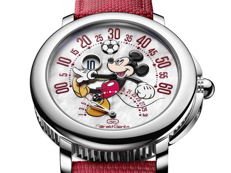 Gerald Genta推出Arena Bi-Retrograde Mickey Mouse數字跳時雙逆跳腕表:米老鼠踢足球 Gerald Genta推出Arena Bi-Retrograde Mickey Mouse數字跳時雙逆跳腕表:米老鼠踢足球-復刻表